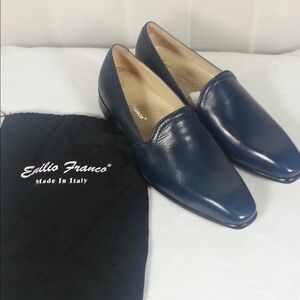 Emilio Franco shoes blue Italian leather captoe